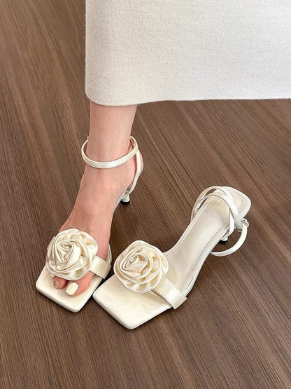 Flower high heel sandals women