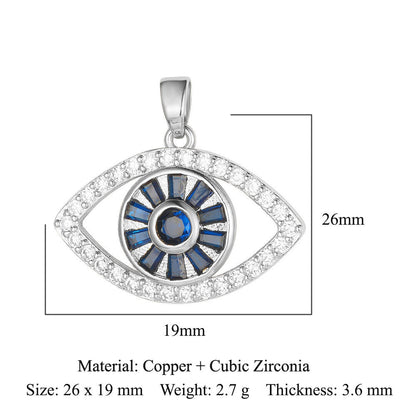 Copper zircon pendant evil eye blue eyes