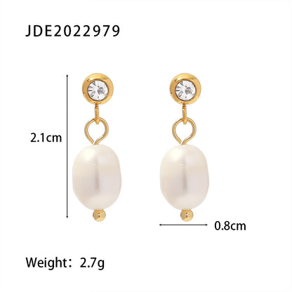 Stainless Steel Freshwater Pearl Earrings