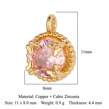 DIY butterfly round copper zircon pendant.