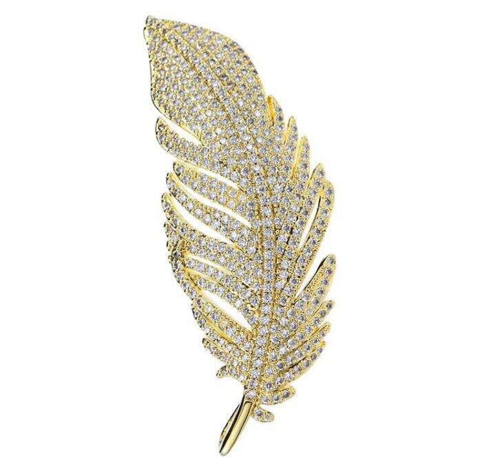 Full Diamond Classic Feather Brooch