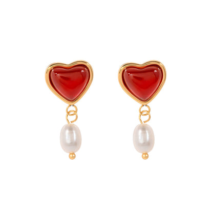 Heart red earrings