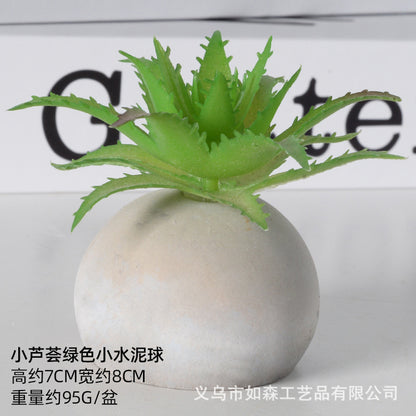 Simulation small cement ball succulent bonsai green plant potted