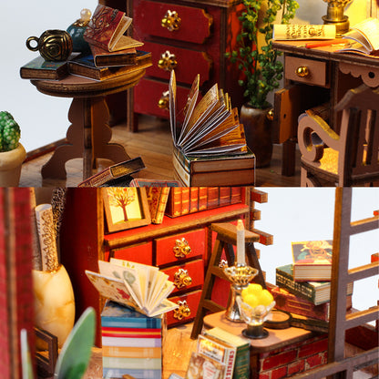 DIY Wooden Villa Book Nook Model Toy