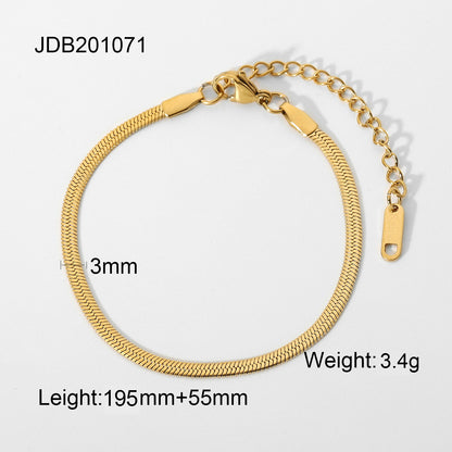 Gold 3mm blade chain snake chain bracelet