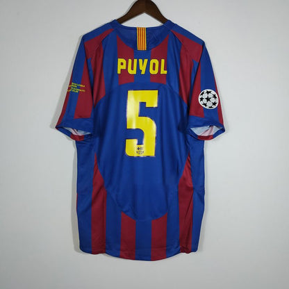 05-06 Barca Home UCL 30 Messi 10 Ronaldinho Jersey