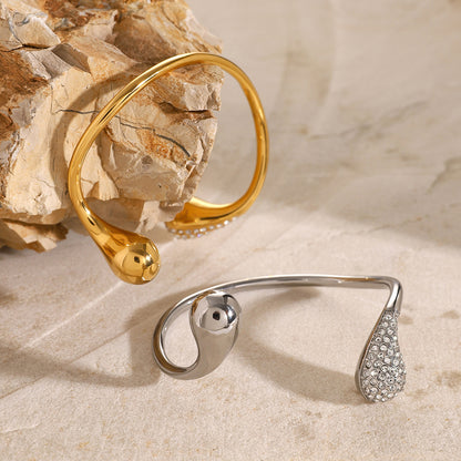 Drop-Shaped Diamond Cuff Bracelet