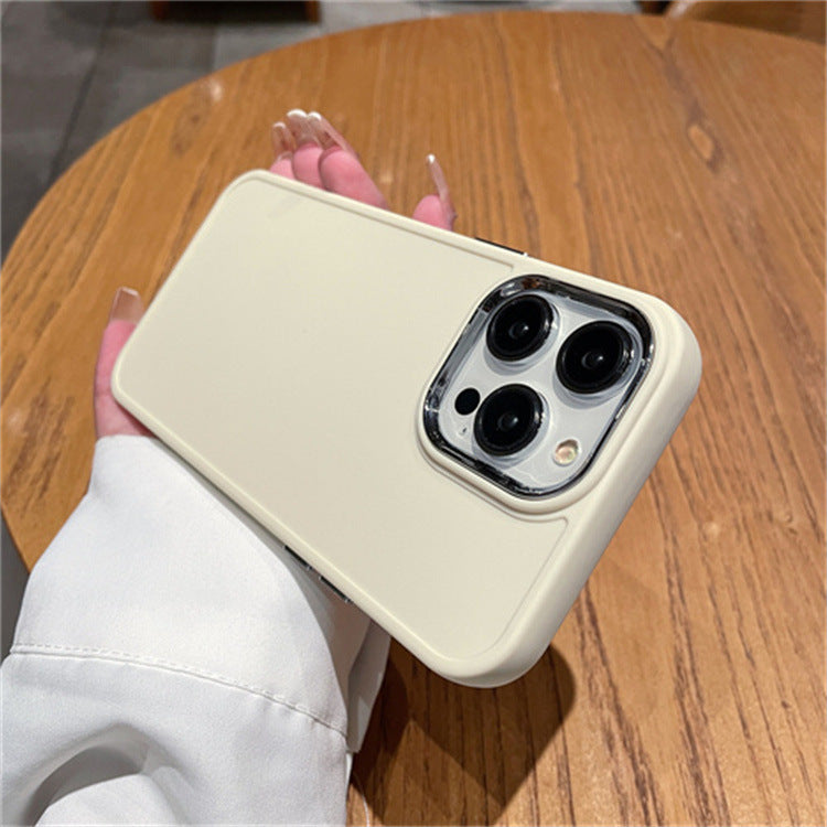 Funda con marco de metal sólido para iPhone 15 Pro, 7P y XR, color caramelo 