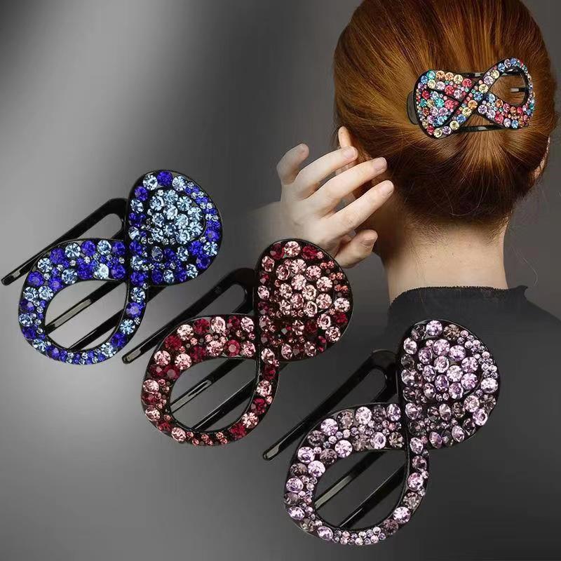 8 character rhinestone disc hairpin