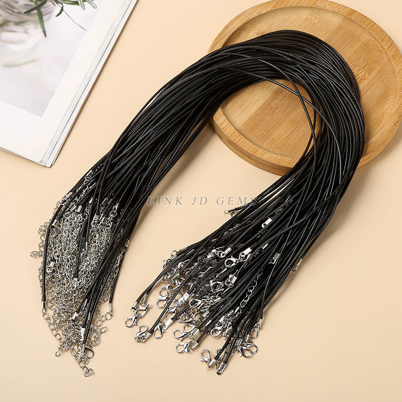 Black Wax Rope Necklace Rope Lobster Buckle Handmade