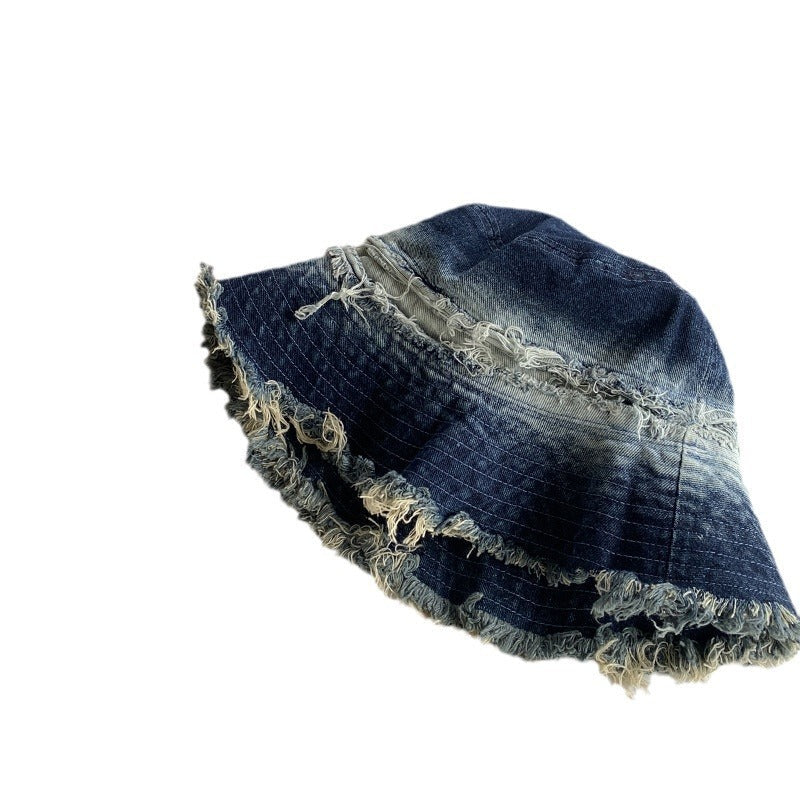 Vintage Frayed Denim Bucket Hat