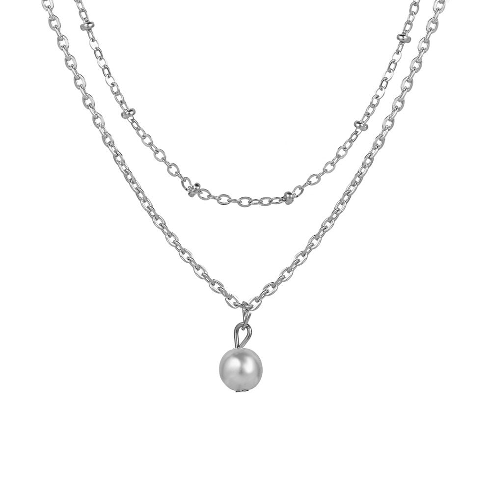 Fashionable double pearl necklace