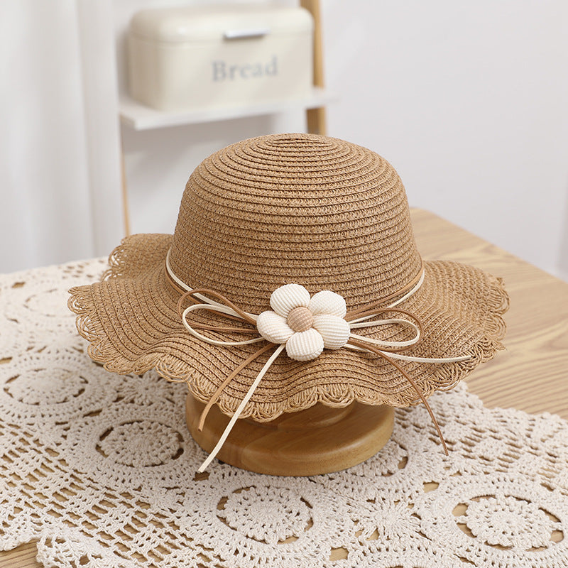 Kids Hat Girls' Summer Fisherman Straw Bag Set Stylish Cute Floral Sun