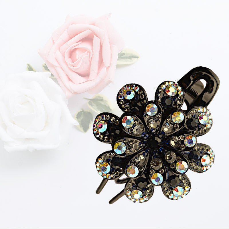 Flower disc hair pin three tooth clip hair accessories