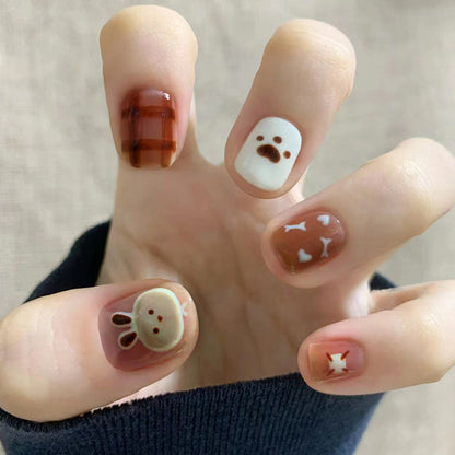 Cute Bunny Sweetheart Fake Nails