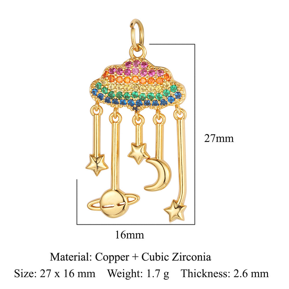 Copper Zircon Cocktail Necklace Bracelet Pendant