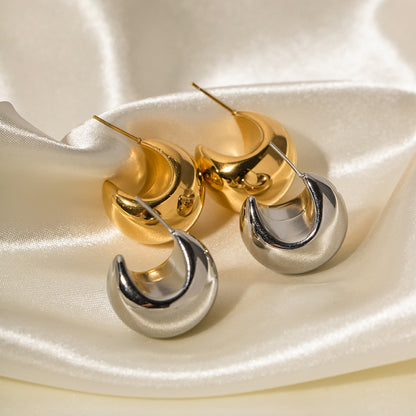 Half-circle thick C-shaped hollow earrings