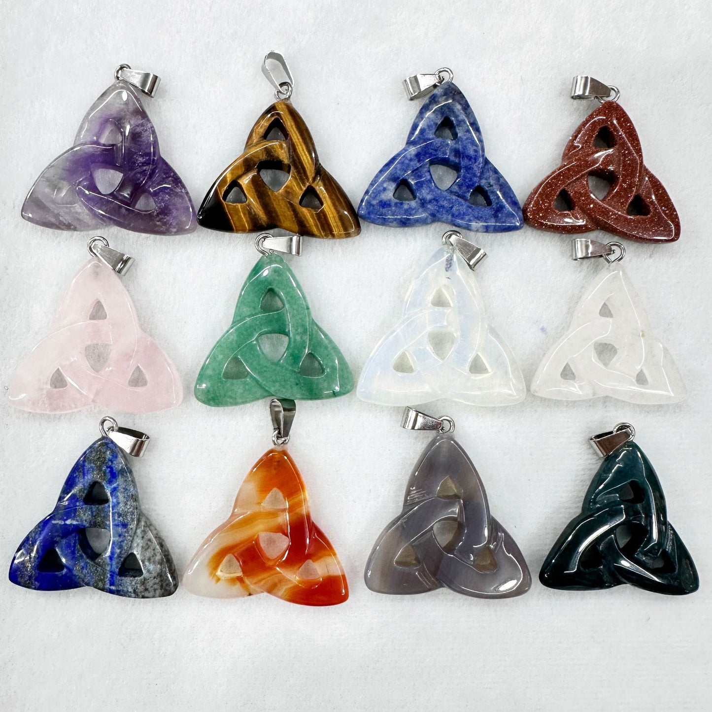 Natural stone 35*7 triangle crystal pendant necklace