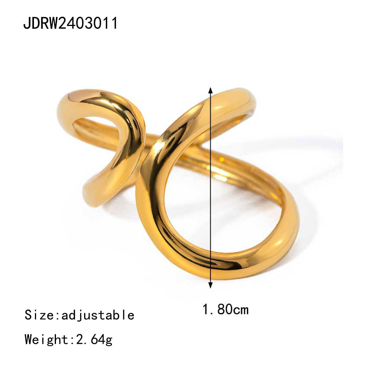 Polished 18k gold stainless steel ring