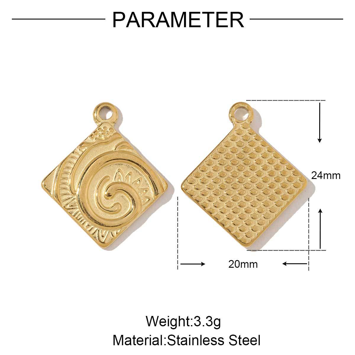 Geometric hammer carved disc titanium steel pendant