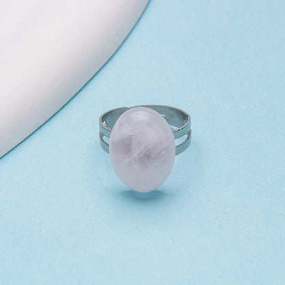 Crystal Oval Adjustable Ring