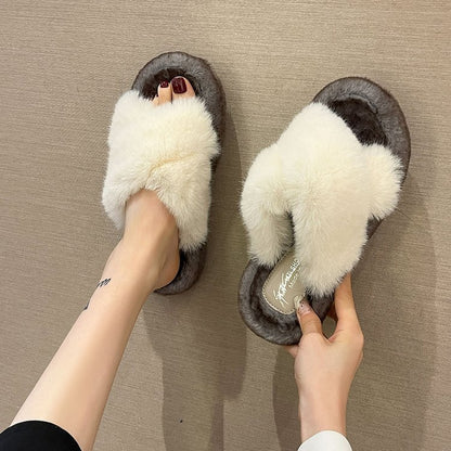 Cross flat bottom thermal slippers wholesale