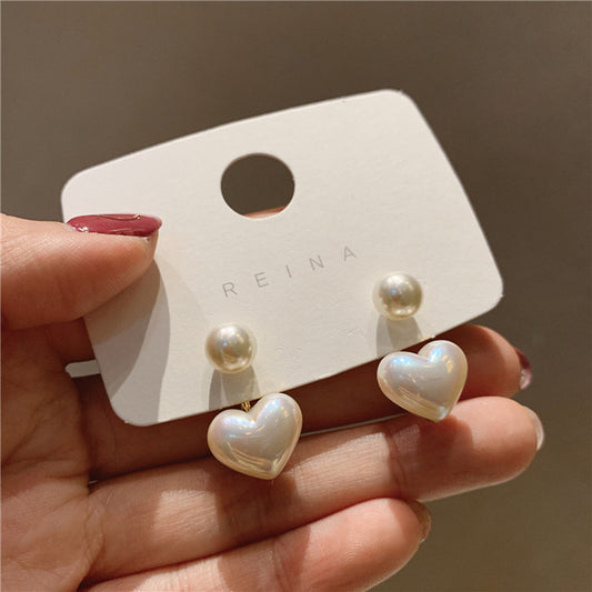 Love pearl stud earrings