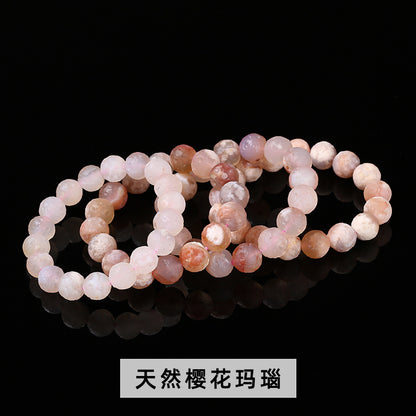 Pulsera de meteorito de ágata de flor de cerezo natural 