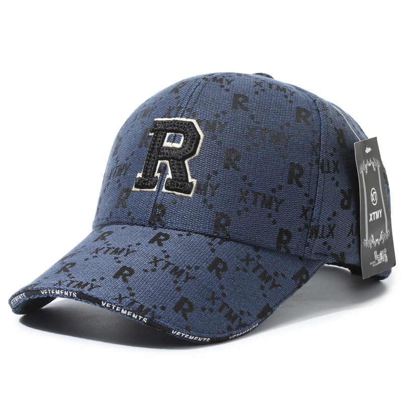 Embroidered R Floral Outdoor Baseball Cap