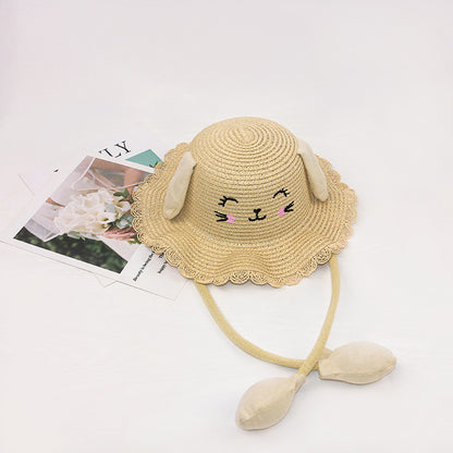 New TikTok Kids' Inflatable Paper Straw Hat Cartoon Cat Bunny Ears Move