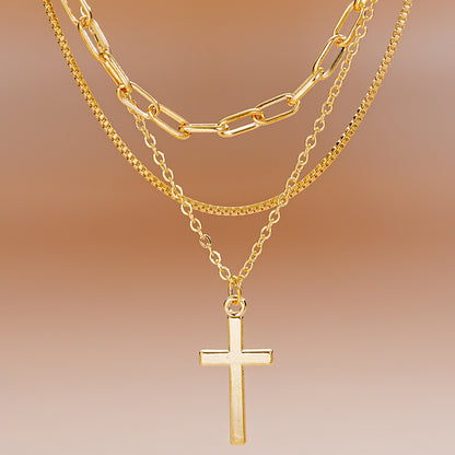 Cross Pendant Layered Necklace