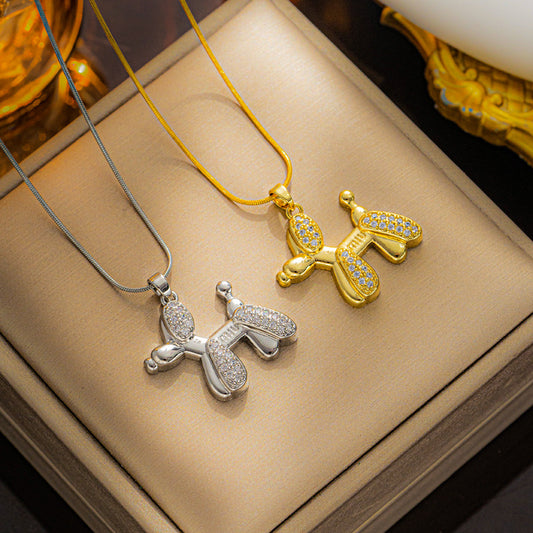 Korean Style Cute Balloon Dog Necklace: Wholesale Titanium Steel Jewelry