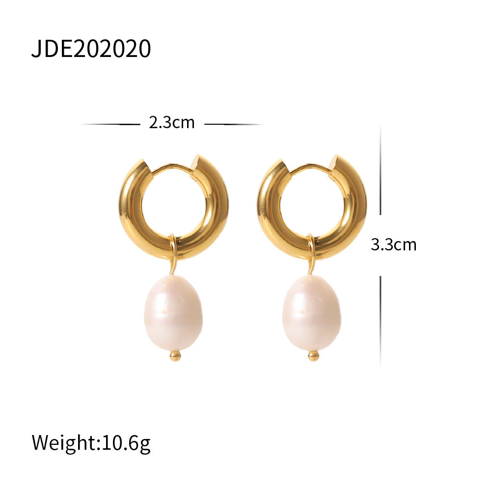 Stainless Steel Freshwater Pearl Earrings