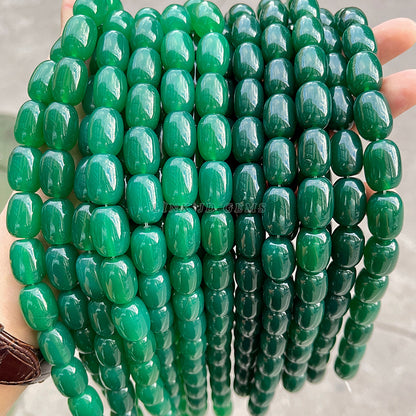 Natural green agate bucket beads drum beads loose beads