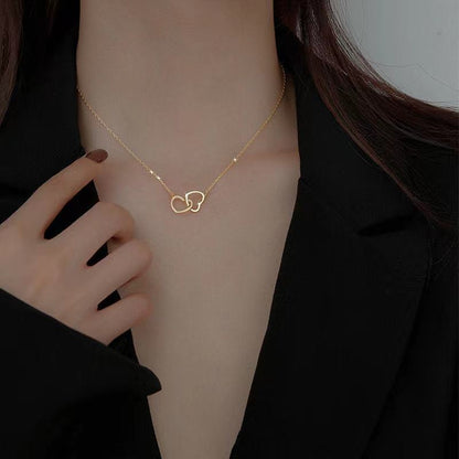 Women's love double ring necklace