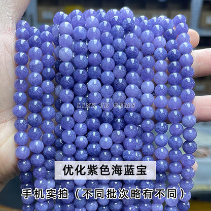 Chalcedony loose beads light blue jade round beads wholesale