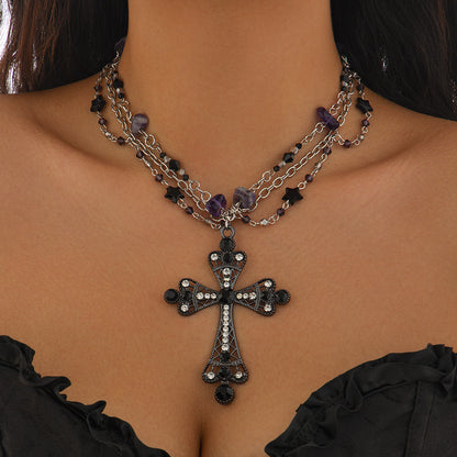 Gothic cross alloy necklace