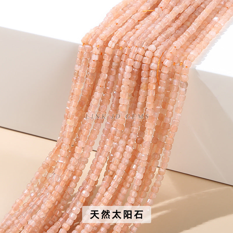 2Mm natural crystal cut sugar cube loose beads