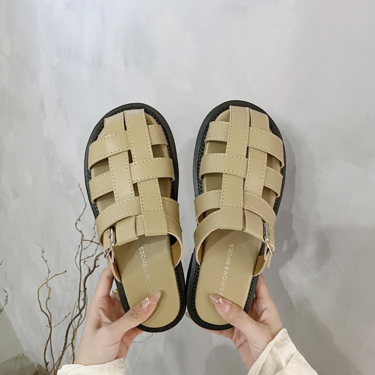 Woven half slippers women's summer