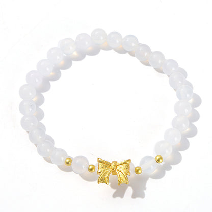 Natural white agate bow bracelet