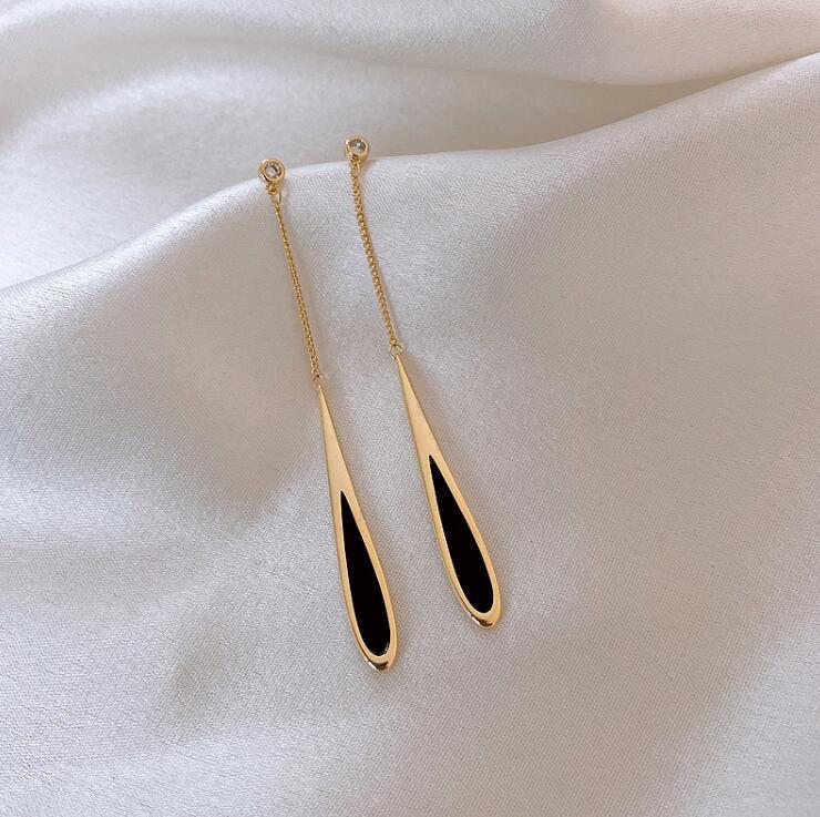 Silver Needle Diamond Drip Oil Drop Earrings