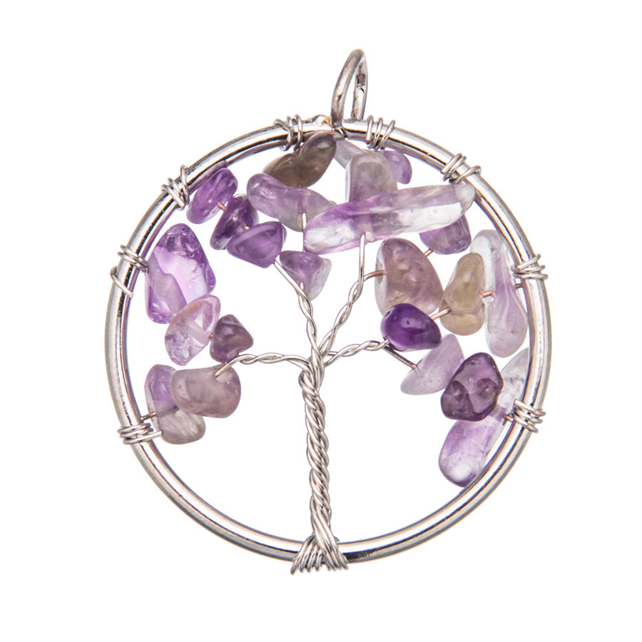 Tree of Life Pendant Natural Crystal Gravel Jewelry