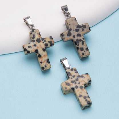 Natural Stone Cross Crystal Agate Pendant