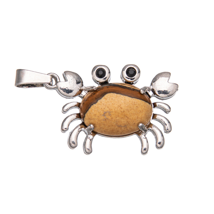 Crab Agate Oval Crystal Pendant