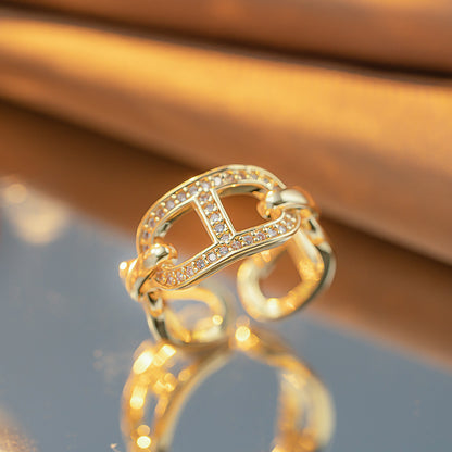 Real Gold Plated Nail Shredded Diamond Ring