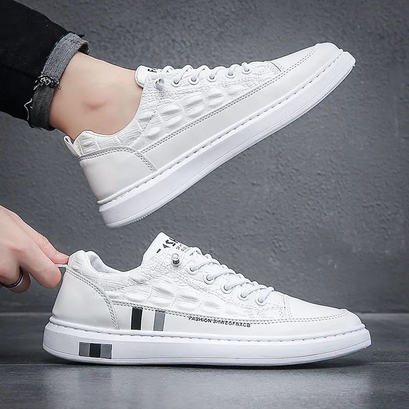 Crocodile Pattern Leather Sneakers