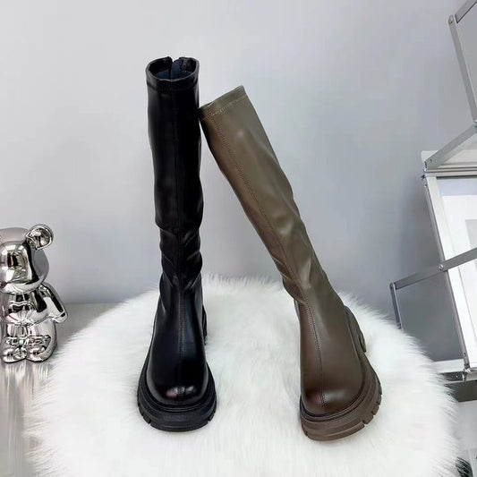 Long thick-soled boots for women