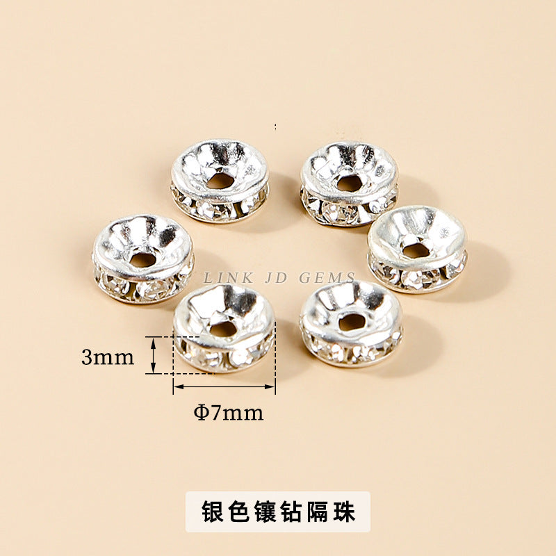 Tibetan silver zinc alloy disc with diamond bead spacer accessories