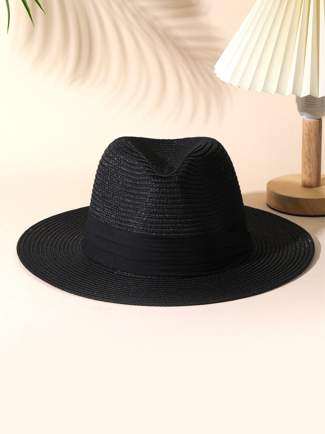 Classic Three-Fold Panama Straw Handmade Sun Hat Decorative Foldable