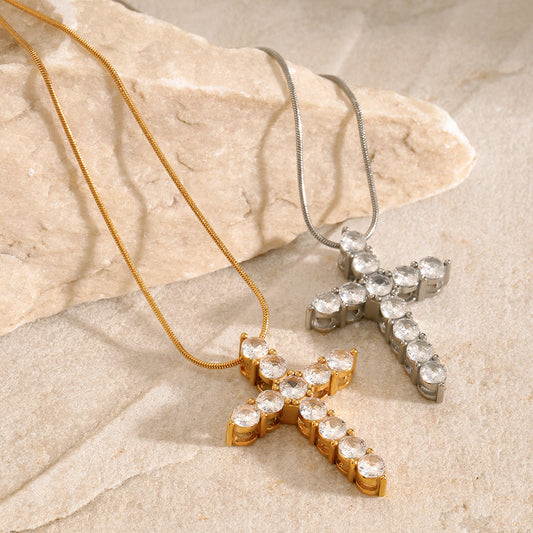 Zirconia Cross Pendant Necklace